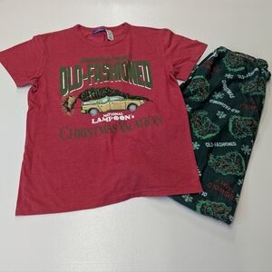 Christmas Vacation Size Medium Pajama Bottoms and Tee Shirt
